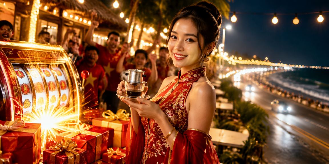 Người chơi tại Phan Thiết thư giãn với cà phê và slot game trên điện thoại